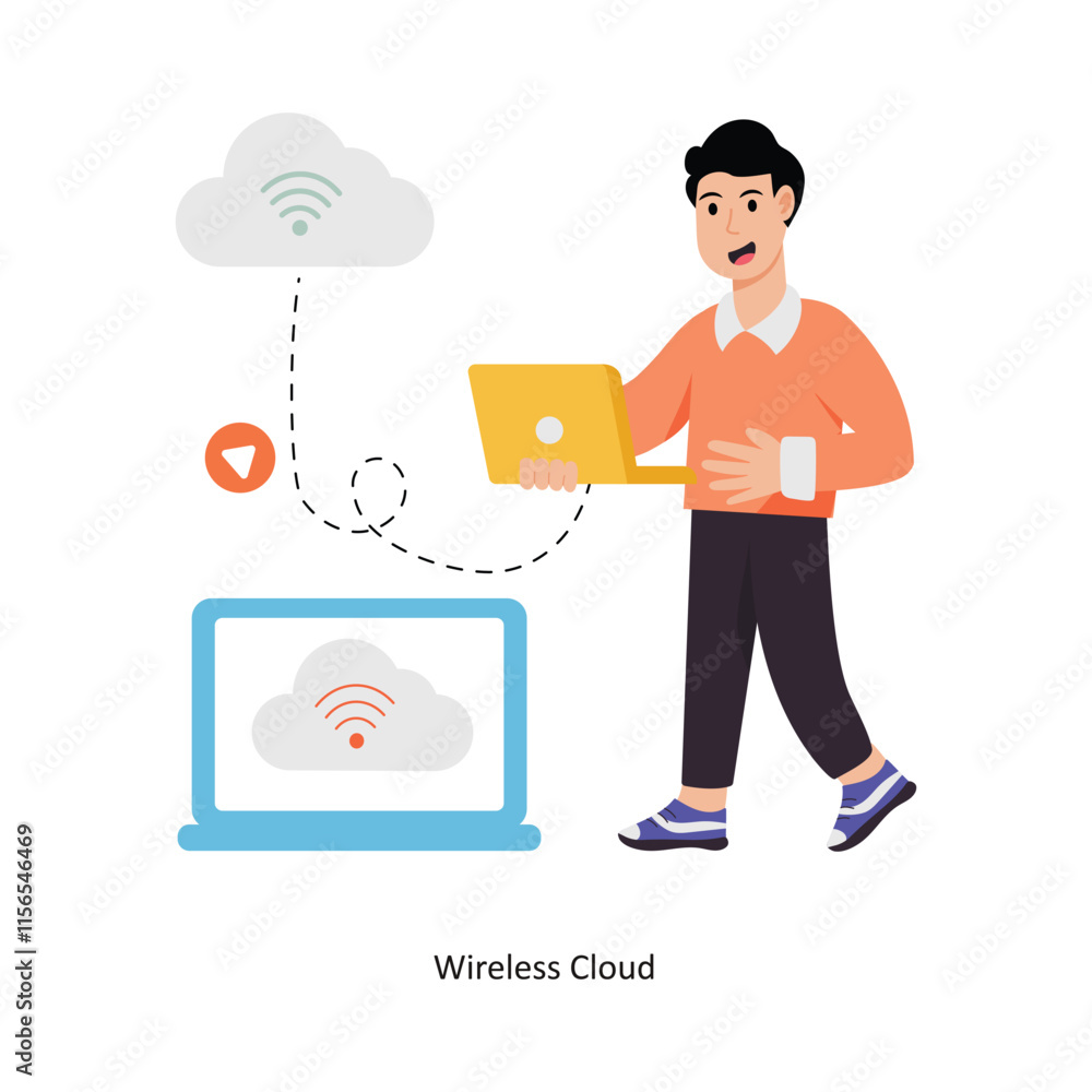 Poster wireless cloud concept vector illustration. cloud computing isolated on white background.