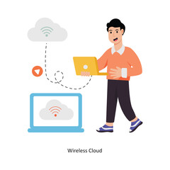 Wireless Cloud   concept vector illustration. Cloud Computing isolated On white Background.    