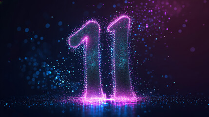 number 1 from the particles. The number1 consists of circles and points. Vector illustration.