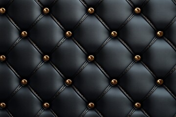 Naklejka premium Black Leather Upholstery with Gold Studs