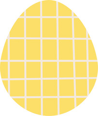 Yellow Easter egg with checkered pattern cute kawaii simple design isolated vector