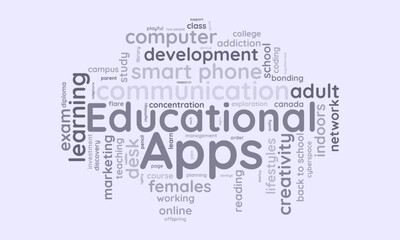Educational Apps word cloud template. Educational Apps concept vector tagcloud background.