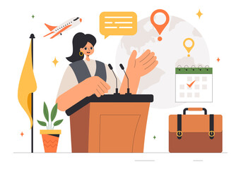 Diplomat Profession Vector Illustration Featuring International Negotiations and Agreement Signing for Worldwide Representation of Countries