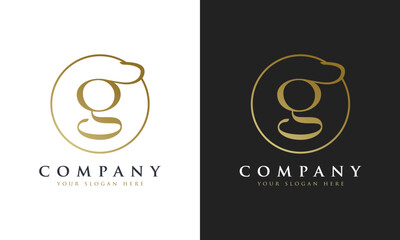 Abstract script gold premium luxury letter G logo design
