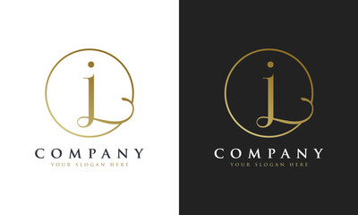 Abstract script gold premium luxury letter J logo design