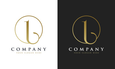 Abstract script gold premium luxury letter L logo design