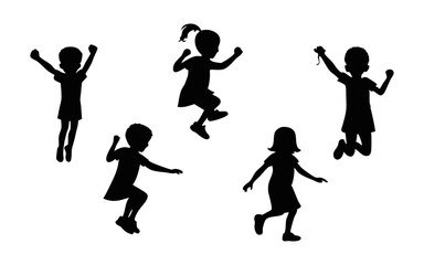 Children kids silhouette set, vector silhouette of children.