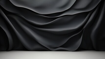 Fototapeta premium Elegant Black Drapery with Soft Waves and Curves