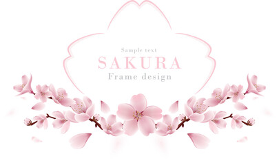 桜の花のフレームシリーズ-02｜春の桜のリアルなベクターイラスト