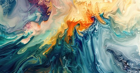 A vibrant abstract artwork with swirling colors and fluid patterns, evoking emotion and creativity.