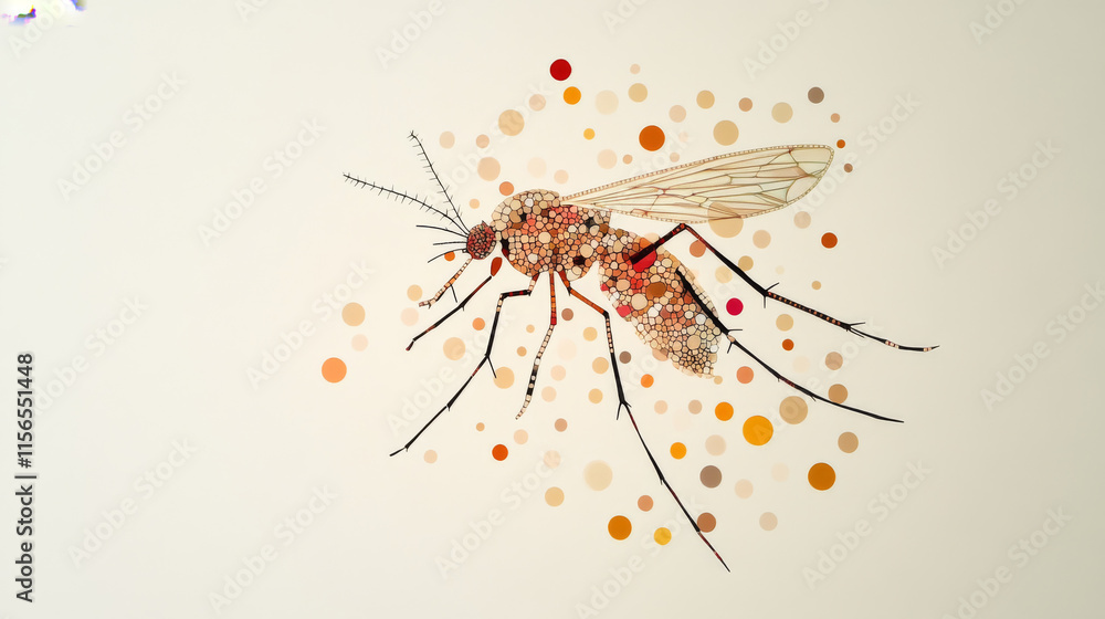 Poster the mosquito of the particles. the mosquito consists of circles and points. vector illustration.