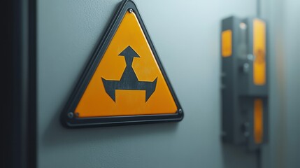 A side-view body crushing hazard symbol with angled arrows indicating force, featuring a clean, industrial design on a plain white label