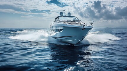 Fototapeta premium Luxury Yacht Cruise in the Ocean: A Voyage of Serenity