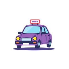 A taxi car icon with a small, boxy shape, a simple roof light, and bold lines, displayed on a white background