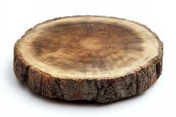 Cross Section of Tree Trunk on White Background