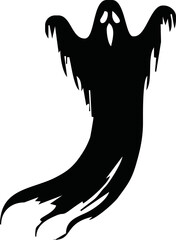 cute halloween ghosts illustration design. Black ghost icon. Flat halloween ghosts vector illustration on white background