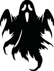 cute halloween ghosts illustration design. Black ghost icon. Flat halloween ghosts vector illustration on white background