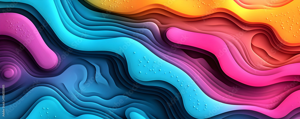 Poster abstract colorful waves, vibrant hues flowing dynamically across canvas, creating a stunning visual 