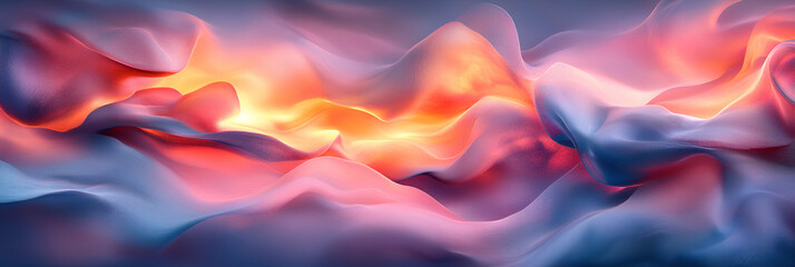 Fototapeta premium Abstract Waveform, Hues of Pink, Orange, and Blue create a mesmerizing digital landscape, flowing seamlessly with vibrant energy.