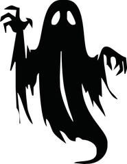 cute halloween ghosts illustration design. Black ghost icon. Flat halloween ghosts vector illustration on white background