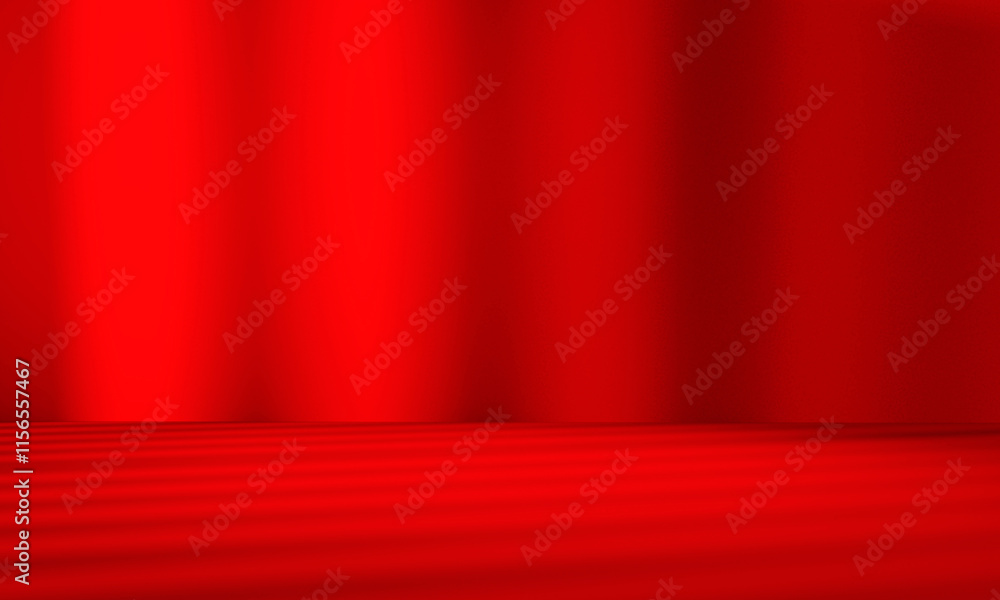 Wall mural wall interior background, studio and backdrops show products.with shadow from window color red backg