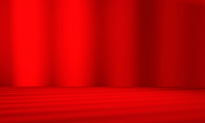 Wall interior background, studio and backdrops show products.with shadow from window color Red background for text insertion and presentation product