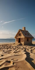 Obraz premium house on the beach made of sand