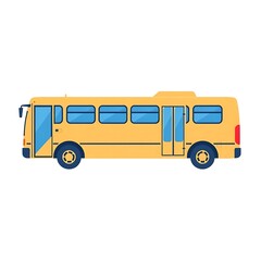 A bus icon with a long, rectangular design, minimal windows, and clean detailing, rendered on a plain white background
