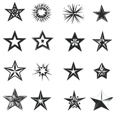 Obraz premium Star icon set back and white icons 