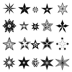 Obraz premium Star icon set back and white icons 