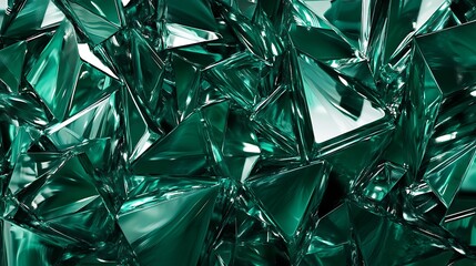 Obraz premium Stunning Teal Crystal Fragments: Close-Up 3D Render of Abstract Geometric Art. AI Generated