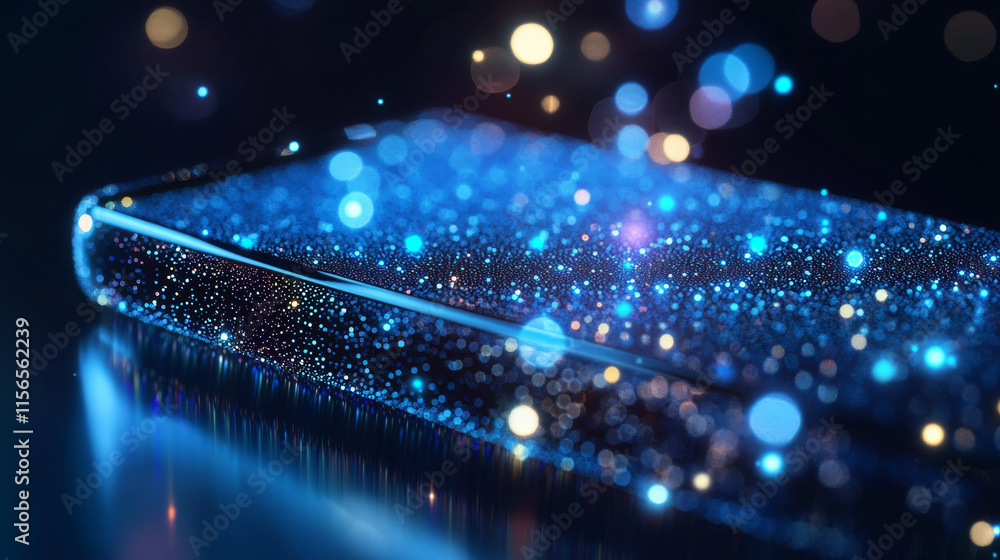 Poster phone from the particles. the smartphone consists of small circles and dots. vector illustration.