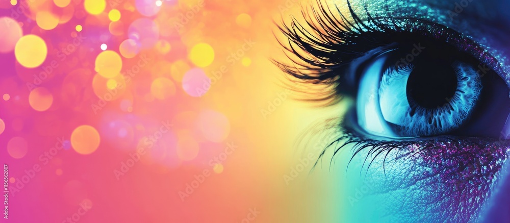 Aufkleber vibrant eye with blurred colorful background and space for text display