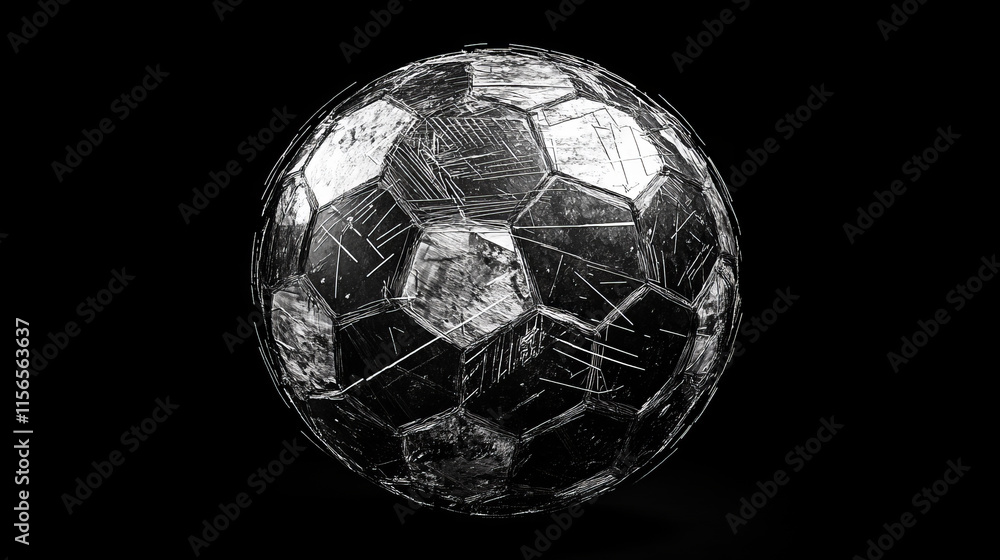 Aufkleber a soccer ball consists of points, lines and triangles. the polygon shape in the form of a ball on a 