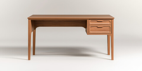Fototapeta premium Stylish rosewood desk sculpted legs and drawers with Minimalist furniture rosewood concept