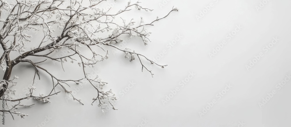 Poster delicate tree branches with ample space for text and creative layout in a minimalist design setting 