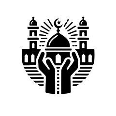 Black & White Praying hands with religion and belief in God on background vector file.
