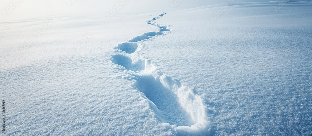 Aufkleber winter pathway in snow with footprints and expansive blank space for text or graphics