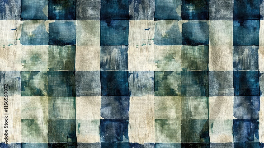 Poster a textured abstract pattern featuring a blue and cream color scheme in a grid layout.