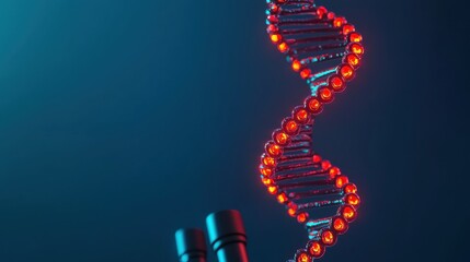 Obraz premium Scientific photography of red-orange dna helix in lab