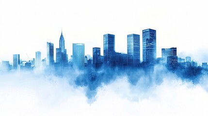 Fototapeta premium Abstract Financial Market Graph in Blue Hues and Soft Cloud Background