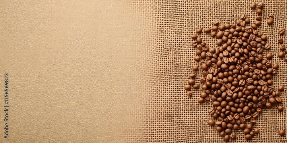 Poster elegant coffee bean background with burlap sack featuring empty space for text and rich textured ton