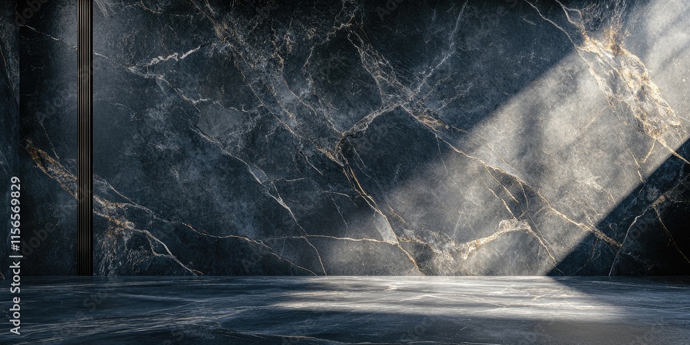 Poster elegant dark marble backdrop for product showcase with soft lighting and ample empty space for text 