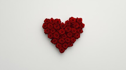 Red Rose Heart on White: Symbol of Love and Affection, Isolated for Your Romantic Designs