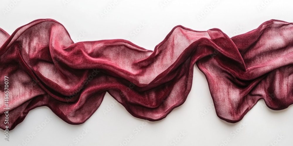 Poster elegant dark red velvet fabric flowing gracefully on white background with ample copy space for crea