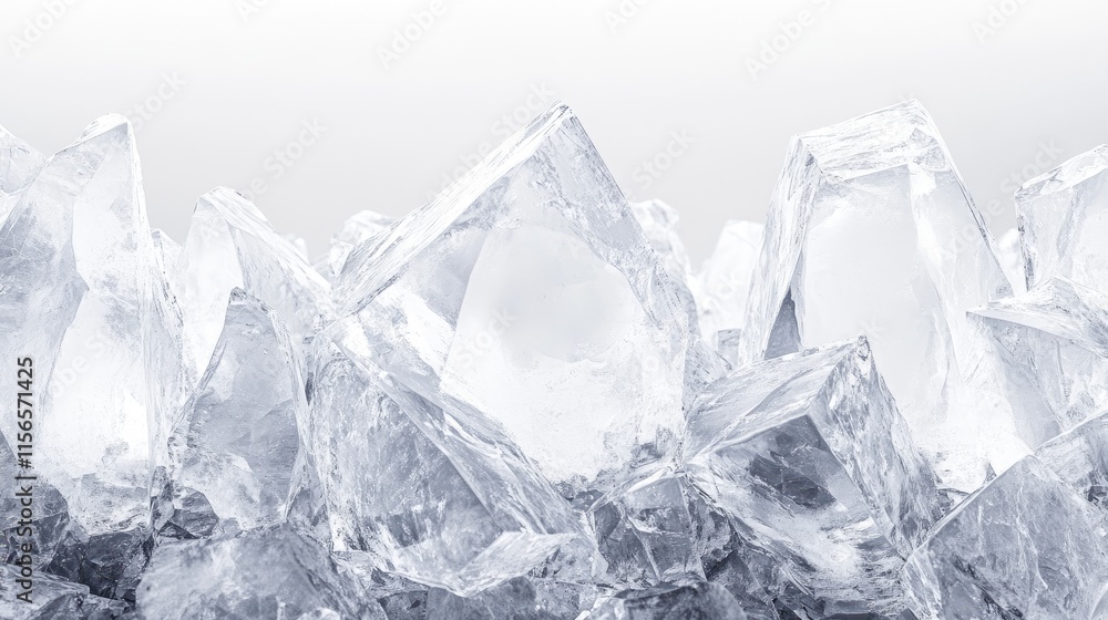 Poster crystal clear ice texture background with abstract geometry for creative design and copy space