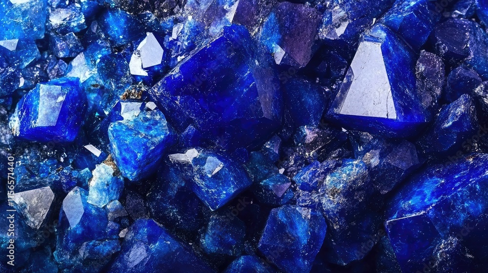 Poster blue gemstone background featuring crystalline structure of sapphire and lapis lazuli with empty spa