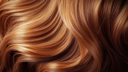 Naklejka premium Electric Copper Hair Color Close Up Vibrant Smooth Waves Professional Hair Dyeing Products Beautician Application Empty Text Space