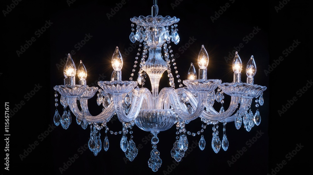 Poster elegant crystal chandelier illuminating vintage room with dark background and ample space for text a