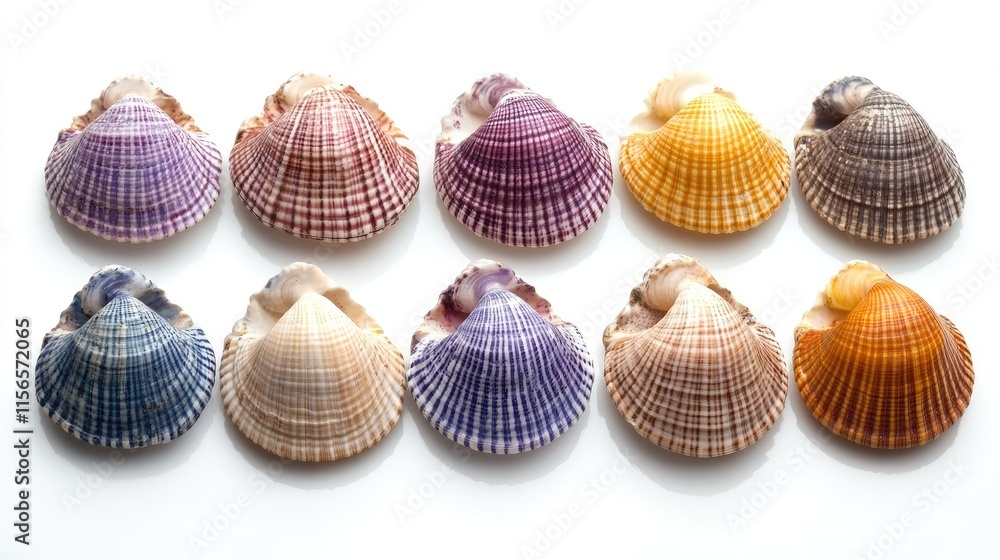 Aufkleber colorful seashell collection isolated on white background perfect for text and design elements
